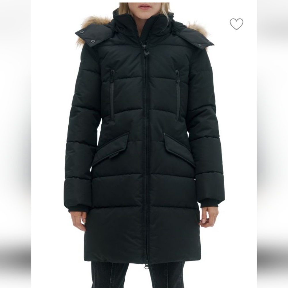 NOIZE Addie Vegan Furry Hooded Quilted Parka Winter Insulated Coat Womens XXL